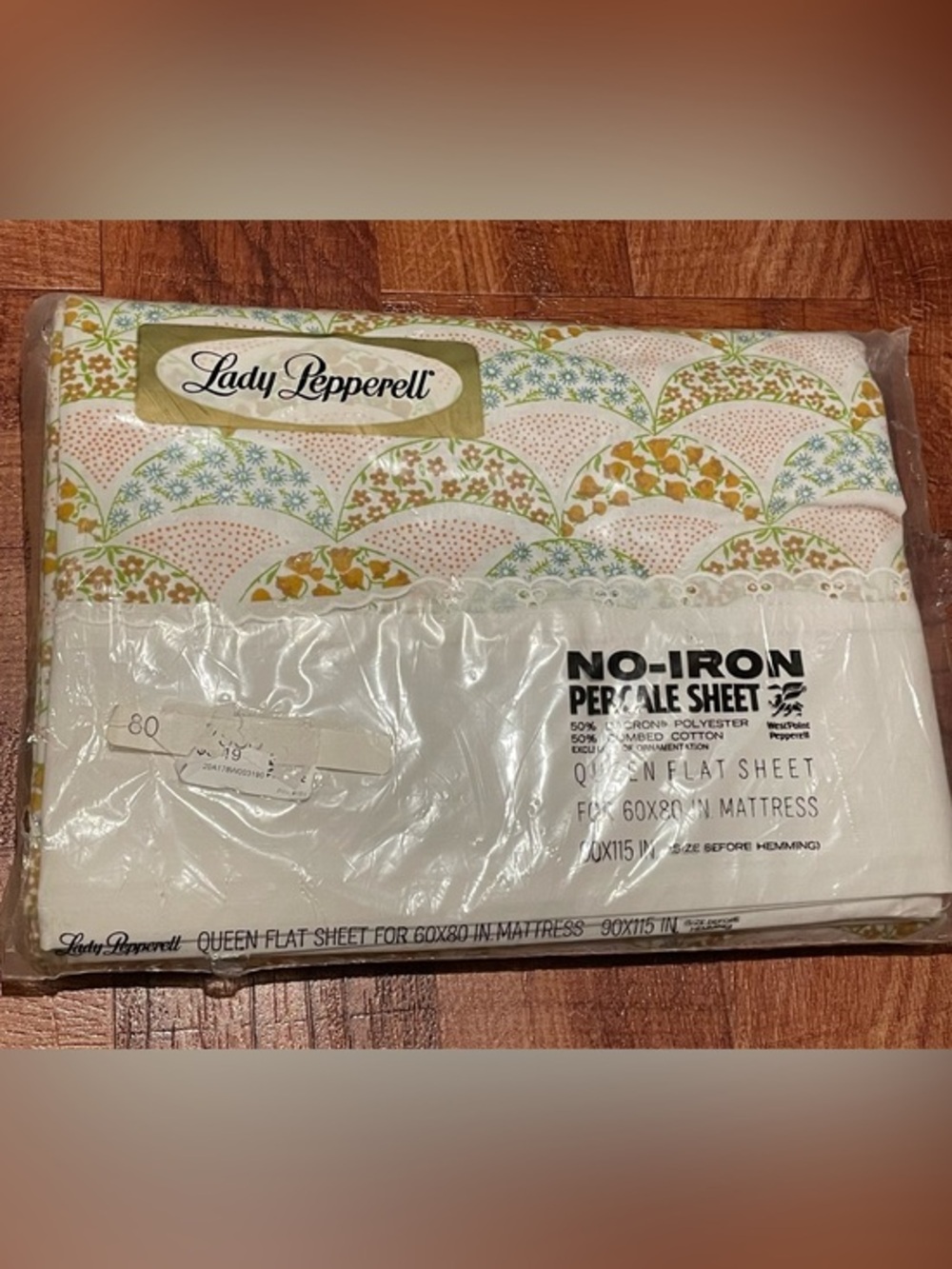 Vintage Lady Pepperell Floral Queen Flat Sheet Scalloped Garden In Package